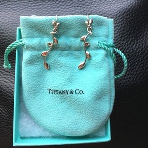 Tiffany Olive Leaf Vine Earrings Silver
